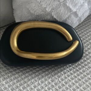 Chic Black Clutch with Gold Detail